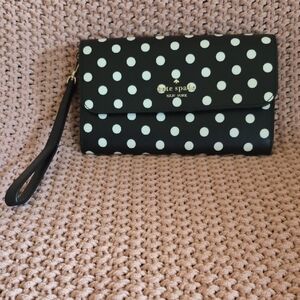 Kate Spade Black and White Polka Dot Clutch